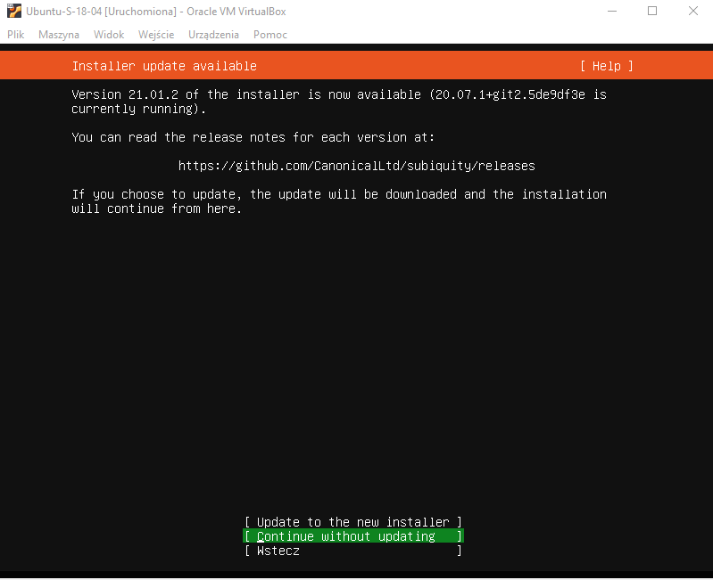 Instalcja Ubuntu Server 18.04