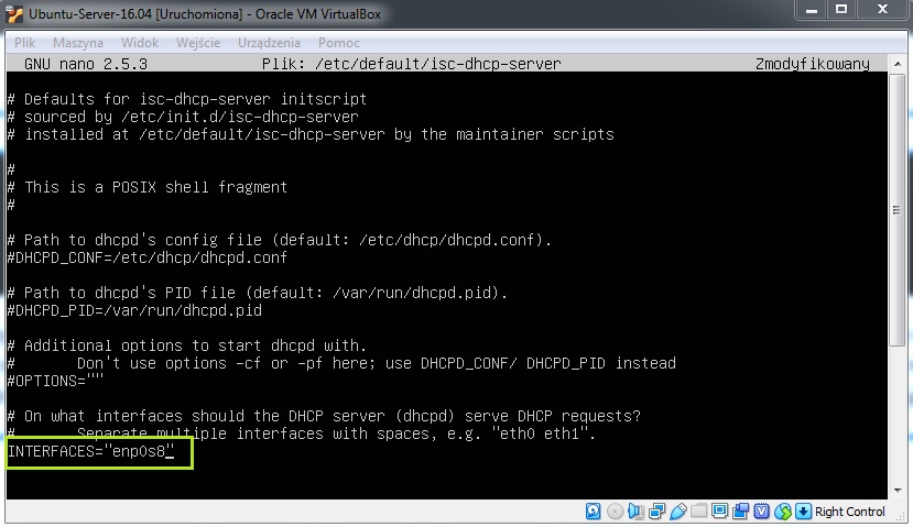 Konfiguracja serwera DHCP