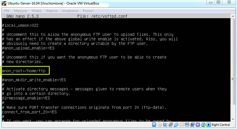 Konfiguracja serwera FTP